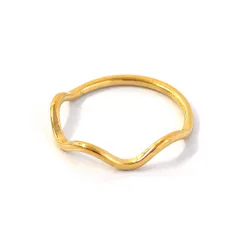 選べるサイズ｜ニュアンスウェーブ シンプルリング｜サージカルステンレス316L ゴールド【str215】