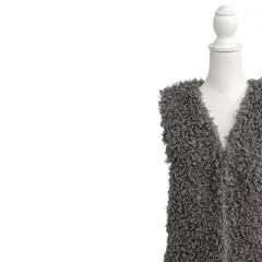 KONHANFAN プードル フェイクファー ロング ベスト フリーサイズ 秋 冬