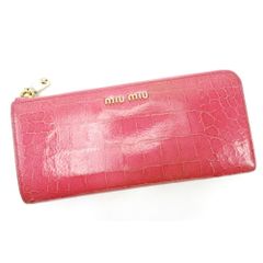 ヤマギワ ピンク クロコ お財布 L字ファスナー - メルカリ