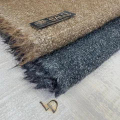 イタリア製（BALLI）ウールリネン生地４０ｃｍ×布巾｜洗いざらし 水通し不要｜ジャケット・コート用バリー社のツイード麻生地｜【茶系】ｏｒ【スミ黒系】〜リネンドルチェ