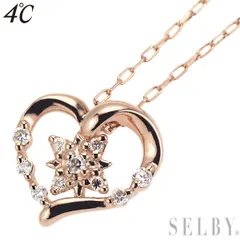 4℃ K10PG ダイヤモンド ペンダントネックレス ハート