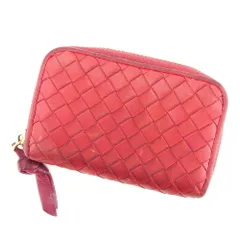 【最大30％OFF】ボッテガヴェネタ BOTTEGAVENETA コインケース イントレチャート レッド ゴールド レディース 中古