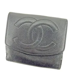 【最大30％OFF★ウィンターセール】シャネル CHANEL 二つ折り財布 キャビアスキン×ココマーク ブラック レディース 中古