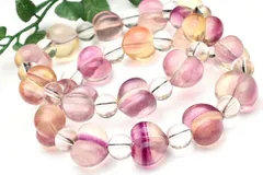 イエローパープル フローライト　12.5x15(丸玉8)mm　ハート ブレスレット 1個売り パワーストーン 天然石 _B1540