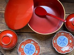 ミャ　プロフ必読願います♪ 能登蔵出し 輪島塗 朱漆 入れ子 四つ椀 4客 ミャ プロフ必読願います♪ 能登蔵出し 輪島塗 朱漆 入れ子 四つ椀 4客