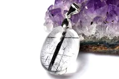 【１点物】シルバー925☆AAクリア ブラックトルマリンインクォーツ　19x14mm　オーバル ペンダントトップ パワーストーン 天然石 _PC7977