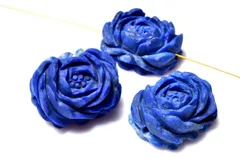 天然無着色 ラピスラズリ　18x19mm　バラ彫刻(貫通穴) ビーズ 1個売り パワーストーン 天然石 _PRG2394-2