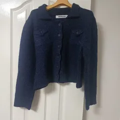 ENZOBLUES ネイビー ブークレ カーディガン
