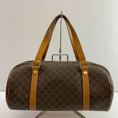 04w5413▽※【中古】CELINE セリーヌ マカダム柄 ドラムミニバッグ CE00/13 ミニボストン ハンドバッグ ブラウン【八王子店】