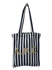 A.P.C. (アーペーセー) Tote Lou トートバッグ ストライプ コットンバッグ COGFF M61442 IAK ネイビー×ホワイト ウィメンズ/045