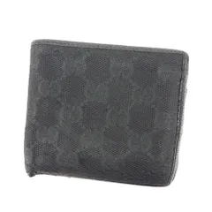 【最大30％OFF★クリスマスSALE】グッチ GUCCI 二つ折り財布 ＧＧキャンバス ブラック レディース 中古