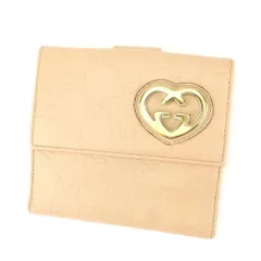 【X'masセール★30%OFF】グッチ GUCCI 二つ折り財布グッチシマ ラブリーハート ベージュ ゴールド レディース 中古 最大30％OFF☆新春セール】グッチ GUCCI 二つ折り財布 グッチシマ