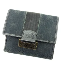 【最大30％OFF】グッチ GUCCI 二つ折り財布 GGキャンバス ホースビットプレート ブラック ゴールド レディース 中古