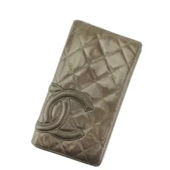 【最大30％OFF★ウィンターセール】シャネル CHANEL 長財布 カンボンライン ブラウン シルバー レディース 中古