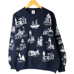 古着 80~90年代 ジャージーズ Jerzees 総柄 プリントスウェットシャツ トレーナー USA製 メンズXL相当 ヴィンテージ/eaa480714