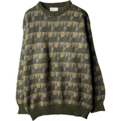 古着 80年代 ベネトン UNITED COLORS OF BENETTON 総柄 モヘア混 アクリルニットセーター イタリア製 メンズXL相当/eaa593051
