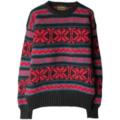 古着 80~90年代 エディーバウアー Eddie Bauer 黒タグ 総柄 ノルディックセーター メンズL相当 ヴィンテージ/eaa597289