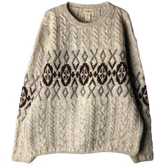 古着 70~80年代 エルエルビーン L.L.Bean 総柄 フェアアイル柄 ケーブル編み ウールニットセーター スコットランド製/eaa597291