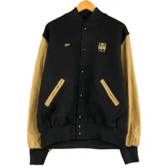 古着 80年代 ホロウェイ Holloway バックロゴ 袖革ウールボタンスタジャン バーシティジャケット USA製 メンズL相当/eaa603033