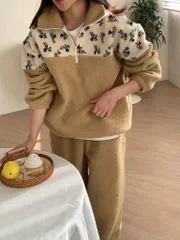 新作) バイカラー花 タイダイ染め フリース ハーフジップ (オリジナル商品 フリース バイカラー Tシャツ シャーリング デイリー)