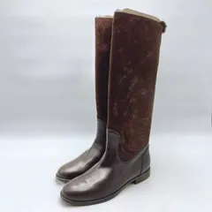 OG23 SANTE BORELLA サンテボレラ ロングブーツ レザー 牛革 スエード ダークブラウン ボア レディース LL (37) 24. 0cmのサムネイル
