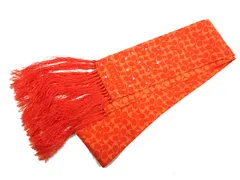 コーチ COACH シルク スカーフ ストール フリンジ ラインストーン オレンジ 絹 ☆AA★