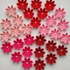 つまみ細工パーツ 剣つまみ お花 30個セット ローズカラー