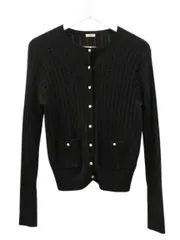 イエナ IENA ミニケーブル パール釦カーディガン ニット 黒 ブラック ウール 長袖 トップス