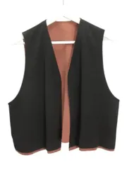 シセンドウ 詩仙堂 HITOSHI TAMURA  ちりめん 縮緬 リバーシブル ベスト ブラック 黒 ピンク 無地 トップス