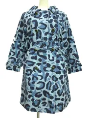 ジュンコシマダ JUNKO SHIMADA カモフラージュ プリント コート 38 ブルー 青 ビジュー 迷彩 アウター 上着