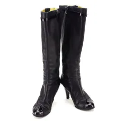 【最大30％OFF★ウィンターセール】シャネル CHANEL ブーツ ココマーク ブラック×ゴールド レディース 中古