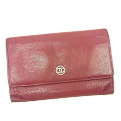 【最大30％OFF★ウィンターセール】シャネル CHANEL 二つ折り財布 ココボタン ボルドー×シルバー レディース 中古