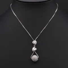 J938 スワロフスキー SWAROVSKI ペンダント ネックレス 3連チャーム ハート ラインストーン デザイン シルバー