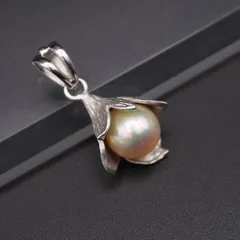 J637 本真珠 9.3mm珠 パール SILVER刻印 ペンダント トップ デザイン シルバー チャーム ヘッド 6月誕生石
