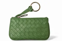 ボッテガヴェネタ キーケース/コインケース BOTTEGA VENETA キーリング付ポーチ ナッパ グリーン 131232【中古】