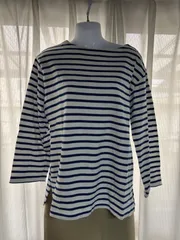 1582.無印良品　洗いざらし太番手ボートネック九分袖TシャツLサイズ☆