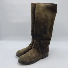 OG23 SANTE BORELLA サンテボレラ ロングブーツ スエード モスグリーン ボア レディース L (361/2) 23. 5cmのサムネイル