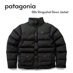 00s 00年製 patagonia パタゴニア 27566F0 Slingshot Down Jacket スリングショット ダウンジャケット 600FP 軽量 M 黒 ブラック ダークグリーン ★M144