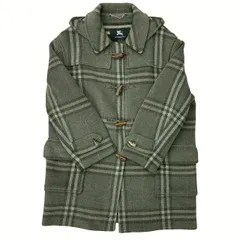 極 美品 BURBERRY バーバリー ノバチェック ウール ダッフルコート アウター メンズ カーキ 02674