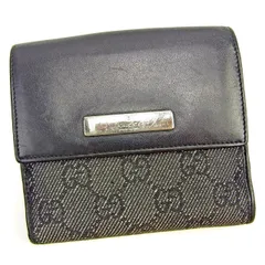 【最大30％OFF】グッチ GUCCI 二つ折り財布 ＧＧキャンバス ブラック×グレー レディース 中古