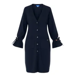 81L15 【美品】BULE LABEL CRESTBRIDGE ブルーレーベル クレストブリッジ ロングカーディガン ニットワンピース キャンディスリーブ Vネック チェック柄 55F90-829-29 38サイズ ネイビー レディースu02t