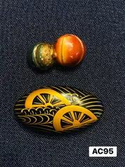 【まとめ売り】帯留め　2点　輪島塗　作家物　吉祥作　陶器　着物　和装　和小物　AC95