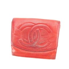 CHANEL ココマーク 2つ折り財布 ラムスキン Wホック 赤 3347601 - メルカリ