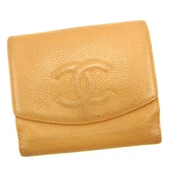 【最大30％OFF★ウィンターセール】シャネル CHANEL 二つ折り財布 キャビアスキン×ココマーク ベージュ レディース 中古