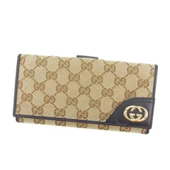 【最大30％OFF★ウィンターセール】グッチ GUCCI 長財布 GGキャンバス インターロッキングG ベージュ×ブラウン×ブラック系 レディース 中古