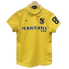 PEARLY GATES(パーリーゲイツ) 半袖ポロシャツ サイズ2 M レディース - イエロー×ダークネイビー×マルチ 刺繍