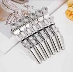 6本セット　ヘアクリップ　ワニクリップ　ダッカール　美容師　理容師　シルバー　銀