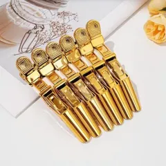 6本セット　ヘアクリップ　ワニクリップ　ダッカール　美容師　理容師　ゴールド　金