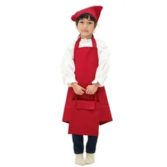 [smile mode] 子供用エプロン キッズ用エプロン 三角巾・収納バックセット 小学生 無地 シンプル 着脱簡単 かわいい 男女兼用 おしゃれ ユニセックス 家庭科 SML 4カラー