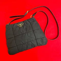 極 美品 PRADA プラダ 三角ロゴ 金具 キルティング ナイロン パテント レザー エナメル 本革 ショルダーバッグ サコッシュ ブラック 01991